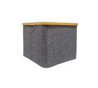 LIN HOME Cesta plegable para la colada 20L - Cesta resistente al agua para ropa seca y mojada - Cesta para ropa y sábanas - ideal para lavandería, baño y dormitorio -RS22114 - 38x26x23cm-Gris claro
