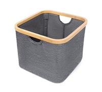 LIN HOME Cesta plegable para la colada 20L - Cesta resistente al agua para ropa seca y mojada - Cesta para ropa y sábanas - ideal para lavandería, baño y dormitorio -RS22110 - 30x30x24.5cm-Gris claro