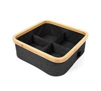 LIN HOME Cesta plegable para la colada - Cesta de almacenaje con 4 divisiones para ropa interior y calcetines - Perfecto para habitación, ropero y cajones -RS24044 - 30x30x9cm-Negro