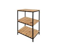 LIN HOME Estante de 3 Niveles con Bastidor Metálico Negro y Baldas de Madera Natural, Repisa Rejillada Multiusos para Cocina, Baño, Dormitorio y Despacho,30x24x44cm,XZ-22111