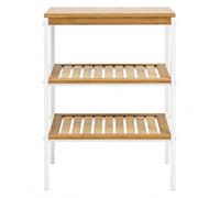 LIN HOME Estantería de Bambú con Marco de Metal de 3 Niveles 40x60x30cm Desmontable - Estantería Organizador para Baño, Salón, Dormitorio de 3 Estantes