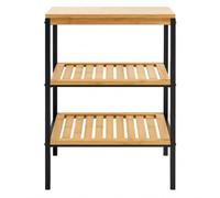LIN HOME Estantería de Bambú con Marco de Metal de 3 Niveles 40x60x30cm Desmontable - Estantería Organizador para Baño, Salón, Dormitorio de 3 Estantes