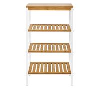 LIN HOME Estantería de Bambú con Marco de Metal de 4 Niveles 40x90x30cm Desmontable - Estantería Organizador para Baño, Salón, Dormitorio de 4 Estantes