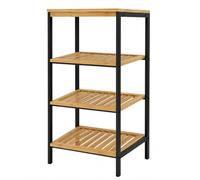 LIN HOME Estantería de Bambú con Marco de Metal de 4 Niveles 40x90x30cm Desmontable - Estantería Organizador para Baño, Salón, Dormitorio de 4 Estantes