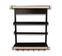 LIN HOME Estantería Magnética para Especias 2 Niveles con 6 Ganchos, Organizador de Cocina Negro Mate, Compacto y Funcional 26,5x18x19 cm, Ahorra Espacio y Ordena Fácilmente