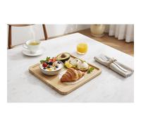 LIN HOME HBD6507 Juego de Bandejas de Bambú Cuadradas - Set de 3 (20/25/30 cm), Bandejas de Servir de Madera Natural, Resistentes y Antideslizantes para Cocina, Desayuno, Decoración y Organización