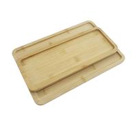 LIN HOME HBD6507 Juego de Bandejas de Bambú Cuadradas - Set de 3 (20/25/30 cm), Bandejas de Servir de Madera Natural, Resistentes y Antideslizantes para Cocina, Desayuno, Decoración y Organización