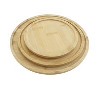 LIN HOME HBD6507 Juego de Bandejas de Bambú Cuadradas - Set de 3 (20/25/30 cm), Bandejas de Servir de Madera Natural, Resistentes y Antideslizantes para Cocina, Desayuno, Decoración y Organización