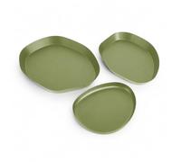 LIN HOME Juego de 3 Bandejas Decorativas de Metal Verde Multiusos
