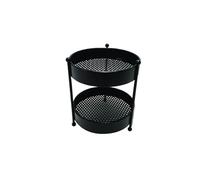 LIN HOME Organizador de 2 Niveles de Metal Negro, Bandeja Fija para Especias y Artículos de Cocina, Soporte Multiusos para Encimera, Baño y Comedor,diámetro15x17.5cm,RS02211