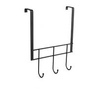 LIN HOME Perchero de Puerta de Metal Negro con 3 Ganchos, Colgador sin Taladros para Abrigos, Bolsos y Llaves, Organizador Compacto para Entrada, Dormitorio y Baño,23x28.5cm,RS02218