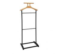 LIN HOME Perchero Galán de Noche de Metal Negro y Bambú 45×28×109 cm