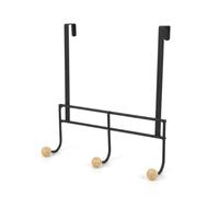 LIN HOME Perchero para Puerta de Metal Negro con 3 Ganchos 25×26 cm