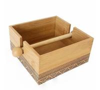 LIN HOME RS02174 Caja Portapañuelos de Bambú Natural 24x13x7cm Rectangular Descartables - Dispensador de Toallitas para Cocina, Comedor, Baño - Compatible con Paquetes Estándar