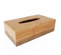 LIN HOME RS02174 Caja Portapañuelos de Bambú Natural 24x13x7cm Rectangular Descartables - Dispensador de Toallitas para Cocina, Comedor, Baño - Compatible con Paquetes Estándar