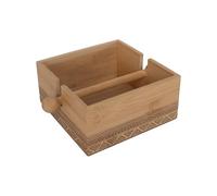 LIN HOME RS02179 Caja de Pañuelos de Bambú Natural con Barra Extraíble, Dispensador y Organizador Abierto con Motivos Geométricos Étnicos, para Salón, Baño, Cocina y Dormitorio 15.2x15.2x6.8cm