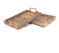 LIN HOME RS02181 Juego de Bandejas de Madera 2 Piezas con Asas - Bandeja Grande Rectangular para Servir Comidas