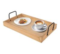 LIN HOME RS02181 Juego de Bandejas de Madera 2 Piezas con Asas - Bandeja Grande Rectangular para Servir Comidas