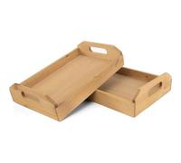 LIN HOME RS02181 Juego de Bandejas de Madera 2 Piezas con Asas - Bandeja Grande Rectangular para Servir Comidas