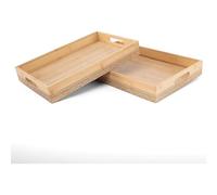LIN HOME RS02181 Juego de Bandejas de Madera 2 Piezas con Asas - Bandeja Grande Rectangular para Servir Comidas