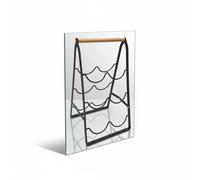 LIN HOME RS02216 Botellero de Metal para 6 Botellas Diseño Elegante Negro - Estante para Vinos Plegable con Mango de Madera