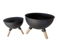 LIN HOME RS22027 Macetas De Hierro Forjado Juego de 2,para Plantas, Resistentes, Exquisitas Y Delicadas, para Jardín, Hogar. Black