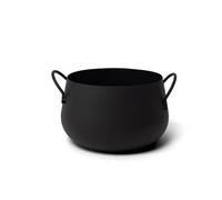 LIN HOME RS22105-1 Maceta de Metal Negro Mate con Doble Asa, Jardinera Redonda para Interior y Exterior, Ideal para Jardín, Balcón, Terraza y Salón 10x16cm Ø