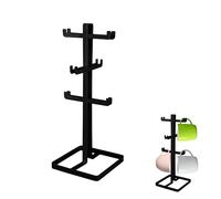 LIN HOME Soporte para Tazas Metal con 6 Ganchos, Organizador de Cocina Blanco o Negro, 38,5 cm Alto, Ahorra Espacio y Ordena tus Tazas XZ-23182