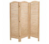 LIN HOME XZ-210116 Paraventos de Madera Natural con 3 Paneles, Plegable con Persianas para Separación de Espacios