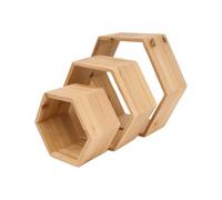 LIN HOME XZ-22109 Estantes flotantes hexagonales Juego de 3 Estantes Decorativos de Pared (Brown)