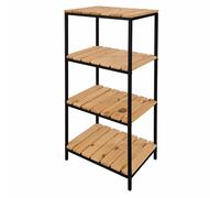 LIN HOME XZ-22110 Estantería de Madera con Marco de Metal Negro de 4 Niveles 30x24x63cm Desmontable - Estantería Organizador para Baño, Salón, Dormitorio de 4 Estantes 4 Estantes negro