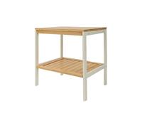 LIN HOME XZ-22118-2 Estantería de Bambú con Marco de Metal de 2 Niveles 40x40x30cm Desmontable - Estantería Organizador para Baño, Salón, Dormitorio de 2 Estantes