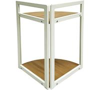 LIN HOME XZ-22122-1 Estante Organizador de Madera Natural Pirámide con los Marcos Metal para Baño, Alacena, Lavandería Two layers of white