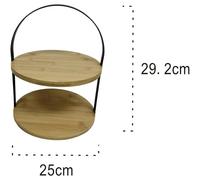 LIN HOME XZ-22126 Estante Organizador de Madera Natural Redondo con los Marcos Metal para Baño, Alacena, Lavandería, Multifunción 1 Niveles