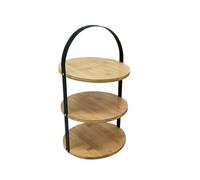 LIN HOME XZ-22128 Estante Organizador de Madera Natural Redondo con los Marcos Metal para Baño, Alacena, Lavandería, Multifunción 3 Niveles