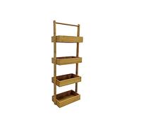 LIN HOME XZ-22129-3 Estante Organizador de Madera Natural Rectángulo con los Marcos Metal para Baño, Alacena, Lavandería, Multifunción 4 Niveles