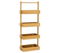 LIN HOME XZ-22129-3 Estante Organizador de Madera Natural Rectángulo con los Marcos Metal para Baño, Alacena, Lavandería, Multifunción 4 Niveles