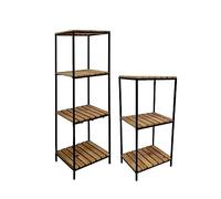 LIN HOME XZ-22162 Estante Organizador de Madera Natural con los Marcos Metal para Baño, Alacena, Lavandería, Multifunción 3 Niveles