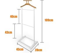 LIN HOME XZ-22179 Toallero de Pie con 2 Barras de Madera y Metal 41x18x80cm para Baño, Lavadero, Dormitorio