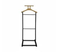 LIN HOME XZ-22179 Toallero de Pie con 2 Barras de Madera y Metal 41x18x80cm para Baño, Lavadero, Dormitorio