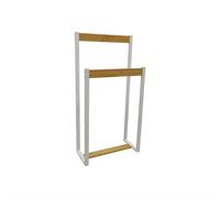 LIN HOME XZ-22179 Toallero de Pie con 2 Barras de Madera y Metal 41x18x80cm para Baño, Lavadero, Dormitorio
