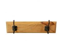 LIN HOME XZ-22235-1 Perchero Pared de Madera Clara con 2 Ganchos Metálicos Vintage - Colgador Decorativo para Entrada, Dormitorio, Baño para Abrigos, Sombrero, Toallas