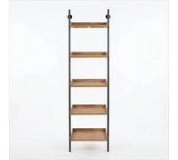 LIN HOME XZ-22247 Estantería de 5 niveles de metal y madera - Estantería moderna con estructura vertical (46 × 38 × 150 cm) - Almacenamiento para salón, biblioteca u oficina