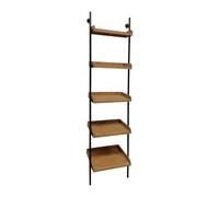 LIN HOME XZ-22247 Estantería de 5 Niveles Metal y Madera - Estante Moderno con Estructura Vertical (46×38×150 cm) - Almacenamiento para Salón, Biblioteca o Oficina