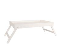 LIN HOME XZ-22274-2 Mesa Portátil Plegable de Madera Blanca con Soporte en A, Bandeja Portátil para Salón, Terraza, Jardín y Camping 50x30x20cm