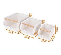 LIN HOME XZ-22276-1 Juego de 3 Cajas de Metal Apilables con Mango de Madera - Organizadores Multiusos para Cocina