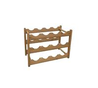 LIN HOME XZ-22286 Botellero de Madera Maciza de 12 Espacios, Estante para Vino de 3 Niveles, Organizador de Botellas para Cocina, Bar, Comedor y Despensa 43x21x31cm