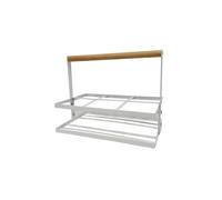 LIN HOME XZ-22305 Canasta de Transporte de Hierro Blanco con 6 Compartimentos y Asa de Madera (M2)