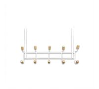 LIN HOME XZ-22358-1 Gancho para Puerta de Hierro Blanco con 8 Puntos de Colgante de Madera - 30x27 cm, Instalación Sin Taladrar