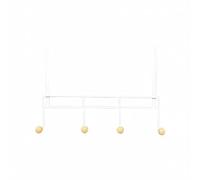 LIN HOME XZ-22381-2 Over-the-Door 3-Hook Rack - White Metal with Wooden Ball Ends, Space-Saving Hanger for Coats, Hats, Towels, Bags - No Drilling Required(4)